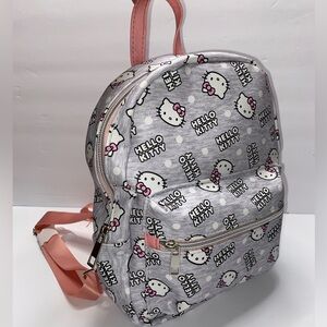 Sanrio Hello Kitty Mini Backpack Grey Pink Polka Dot All Over Print NWT